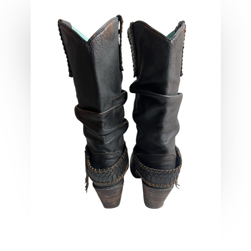 Corral 10 brown fringed slouch cowboy boots - Picture 3 of 8